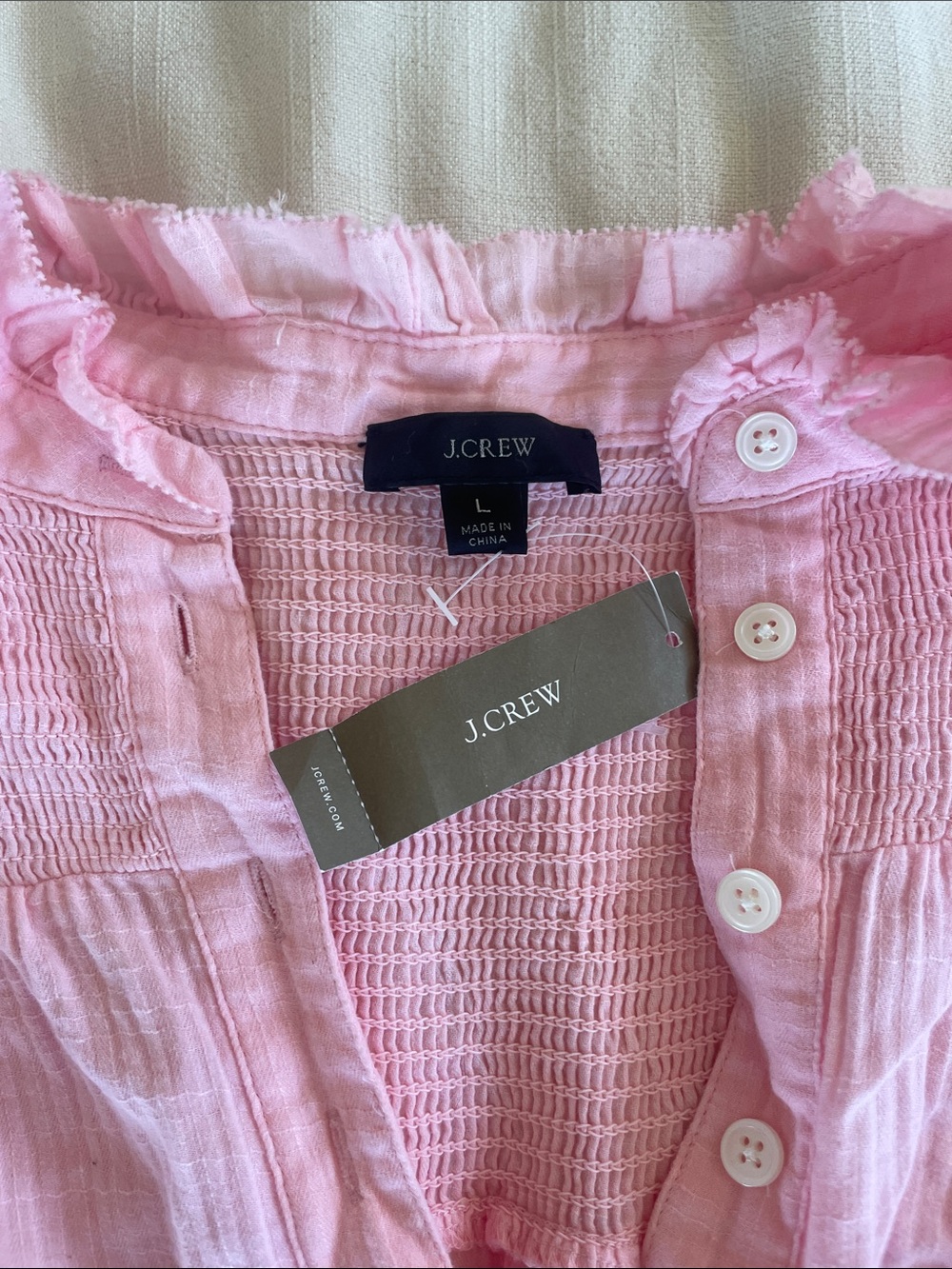 J. Crew Light Pink Ruffled Cap-Sleeve Tunic - Picture 2 of 2